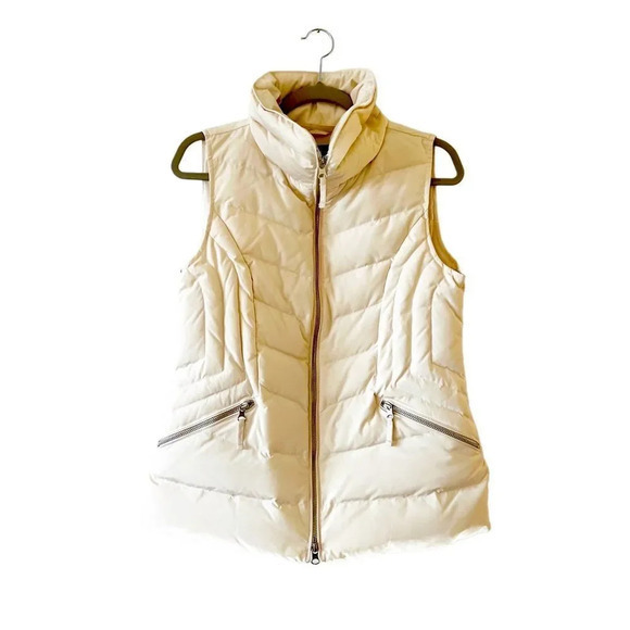 Talbots Off White Down‎ Filled Puffer Vest Size Small Zip Front Winter Wear Ski - Picture 1 of 7